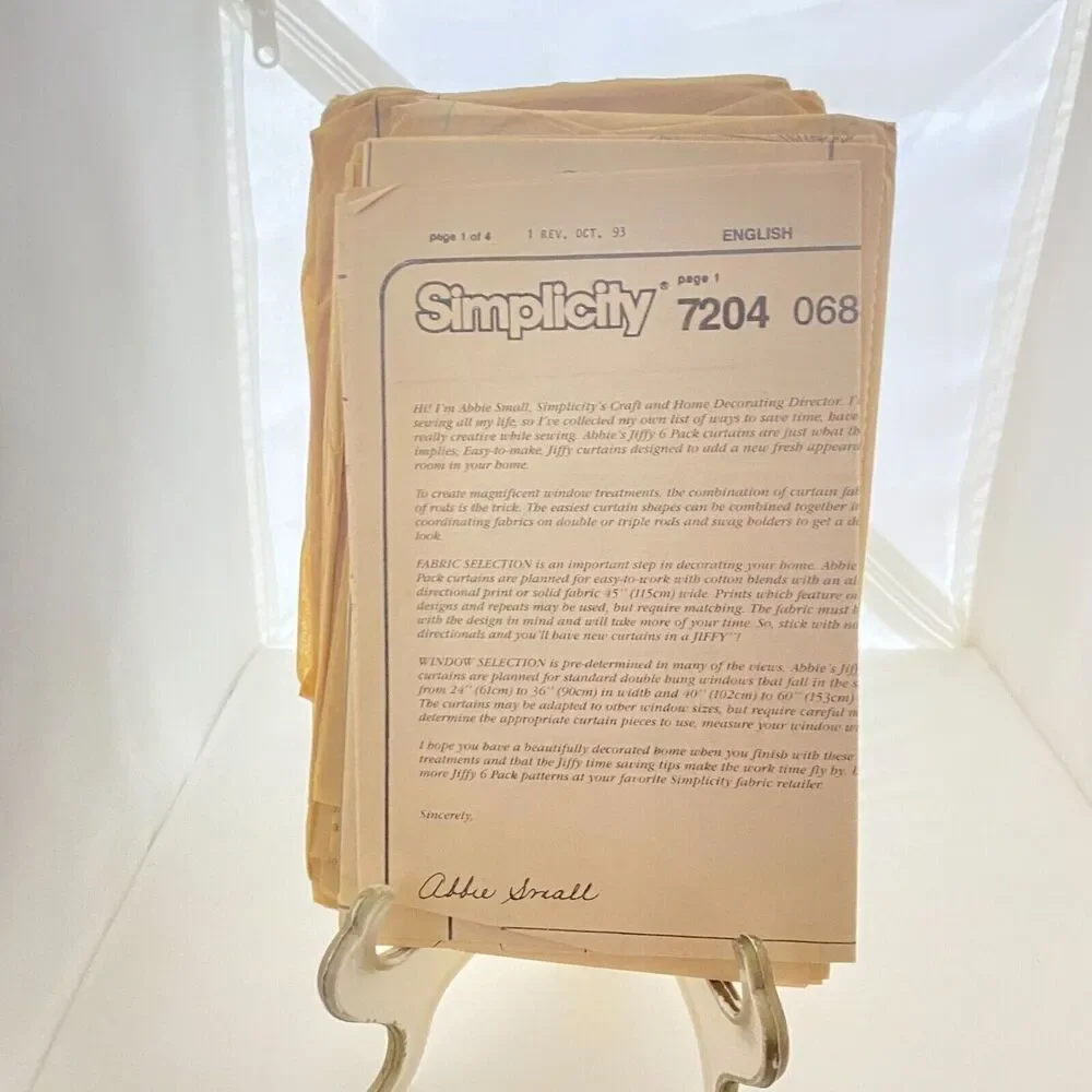 #7204 Simplicity Window Curtain Sewing Pattern